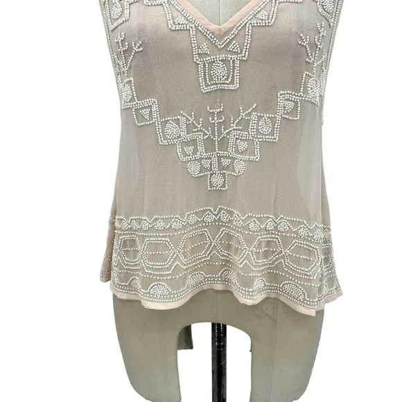 Free People Pale Pink Beaded Sheer Tank Top Size XS - Picture 4 of 9